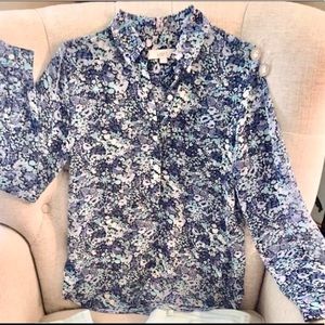 Ann Taylor Loft Blue Floral Blouse